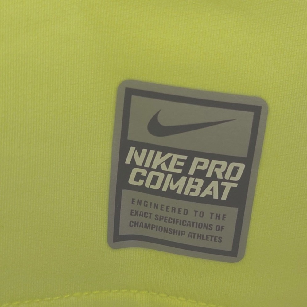 Nike Pro Combat Hyperwarm Shirt Mens Large Yellow Dri-FIT Max Compression Top - Picture 4 of 9